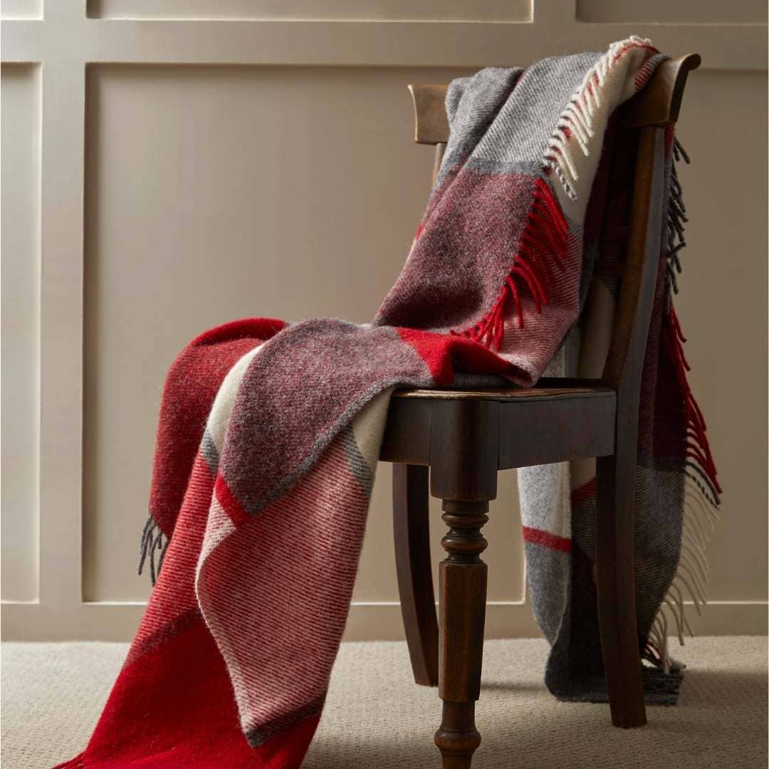 Block Check Red Throw