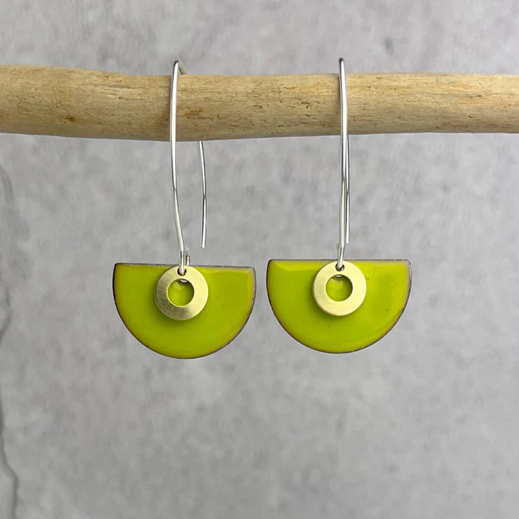 Bitter Green Semi Circle Earrings - The Nancy Smillie Shop - Art, Jewellery & Designer Gifts Glasgow