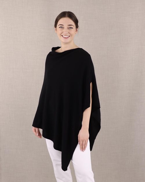 Black cashmere poncho deals