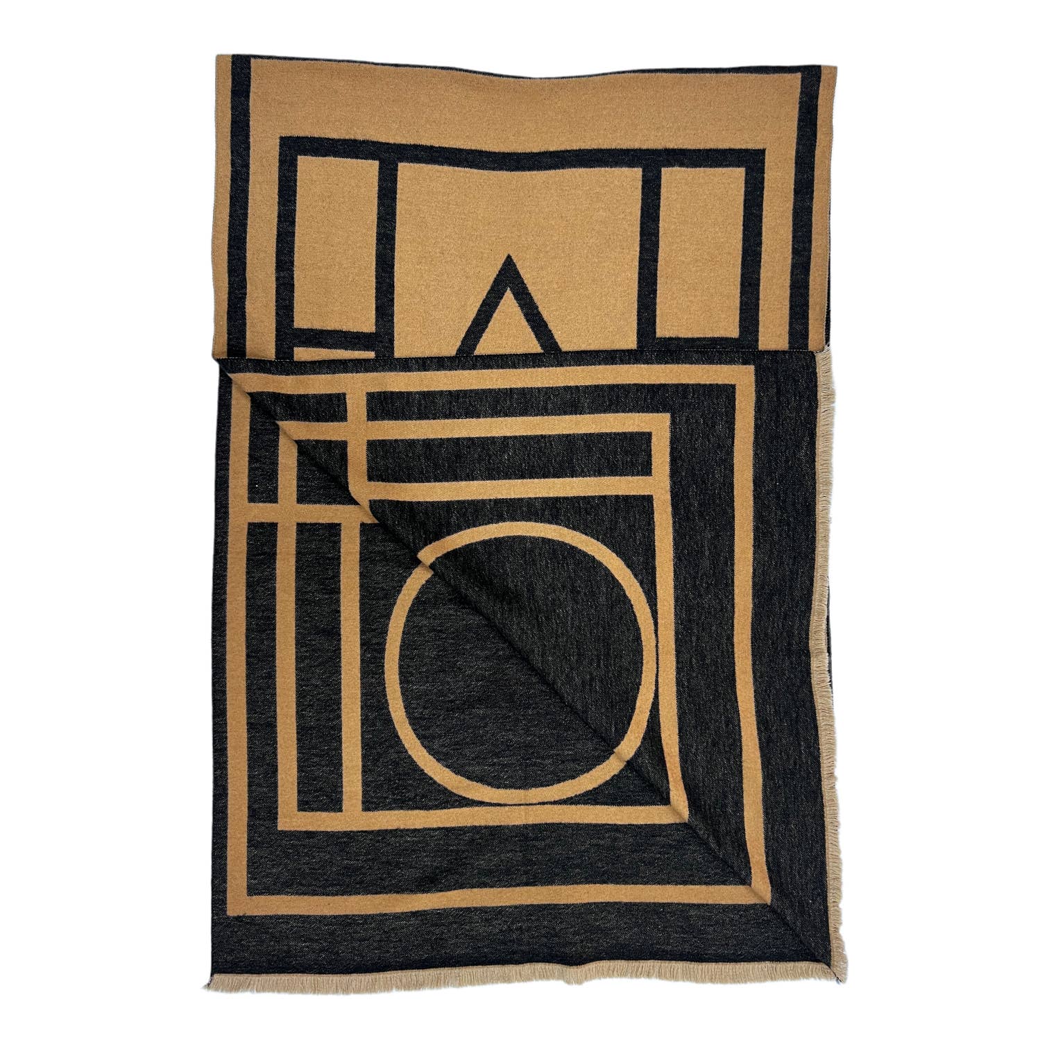 Black Geometric print cashmere blend winter scarf: - Scarves! - Scotland
