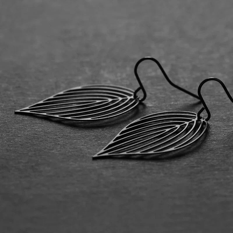 Black Leaf Earrings - The Nancy Smillie Shop - Art, Jewellery & Designer Gifts Glasgow