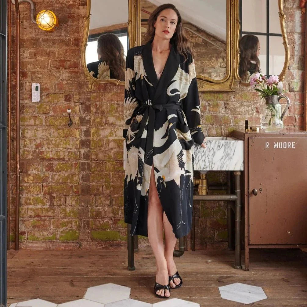 Black Stork Crepe Gown - The Nancy Smillie Shop - Art, Jewellery & Designer Gifts Glasgow