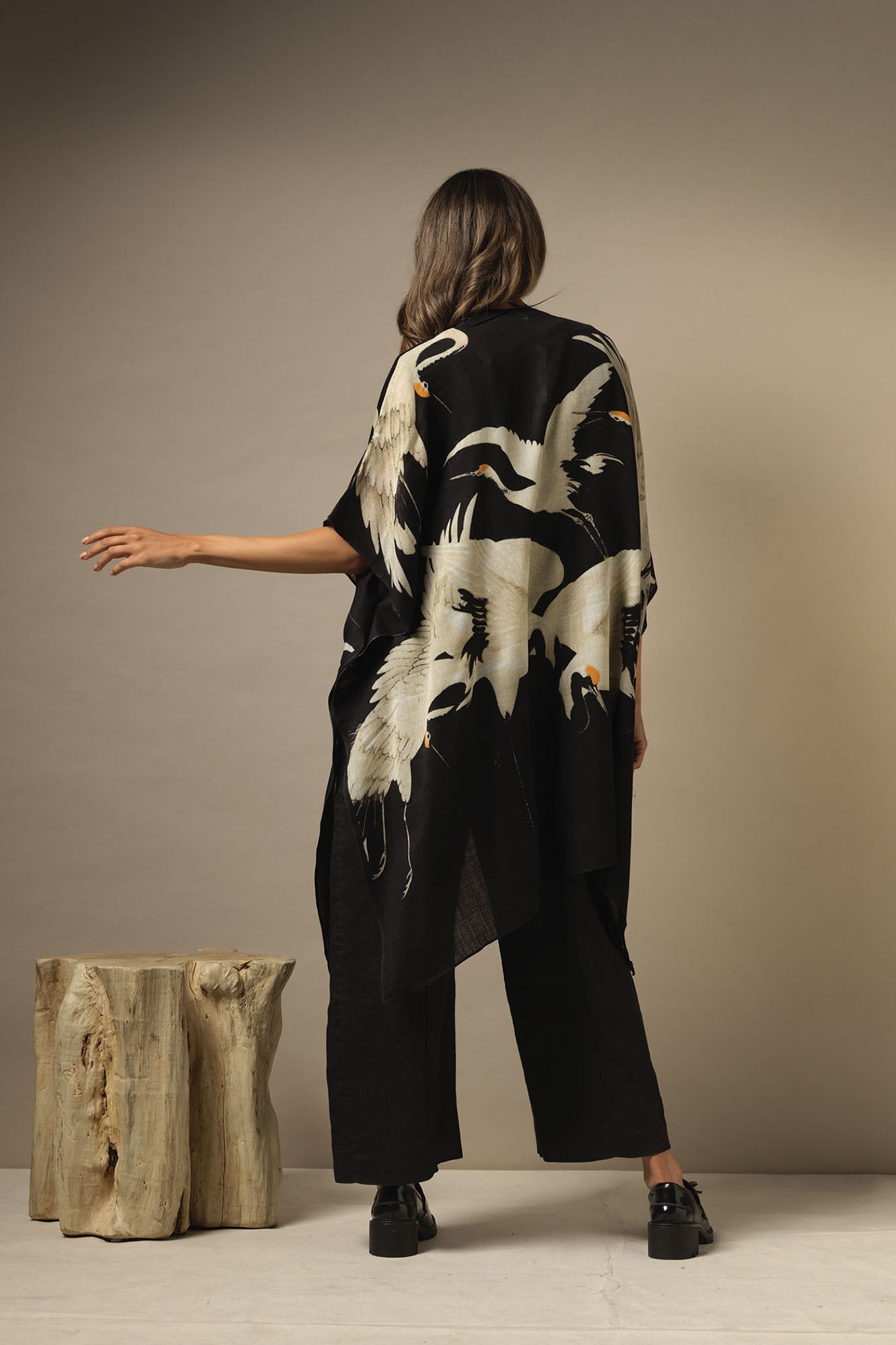Black Stork Wool Throwover - The Nancy Smillie Shop - Art, Jewellery & Designer Gifts Glasgow