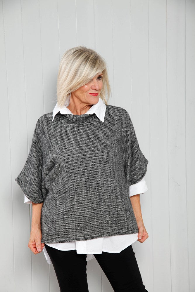 Black & White Poncho Top - The Nancy Smillie Shop - Art, Jewellery & Designer Gifts Glasgow