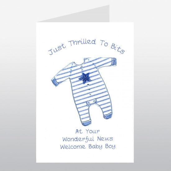Blue Babygro Card - The Nancy Smillie Shop - Art, Jewellery & Designer Gifts Glasgow