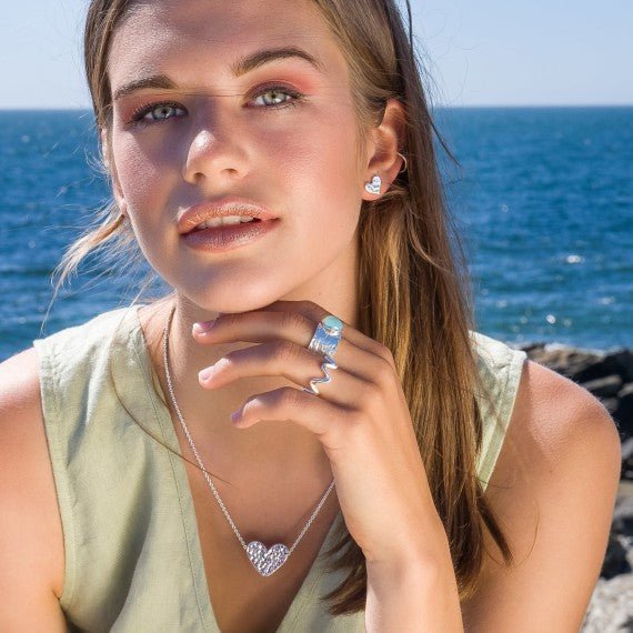 Blue Chalcedony Textured Ring - The Nancy Smillie Shop - Art, Jewellery & Designer Gifts Glasgow