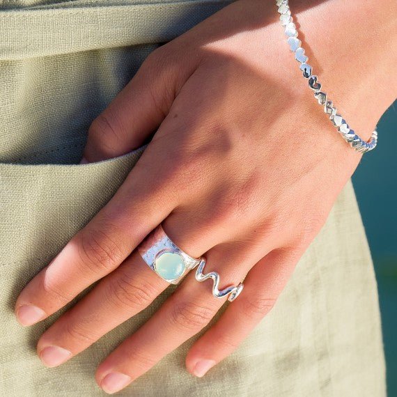 Blue Chalcedony Textured Ring - The Nancy Smillie Shop - Art, Jewellery & Designer Gifts Glasgow