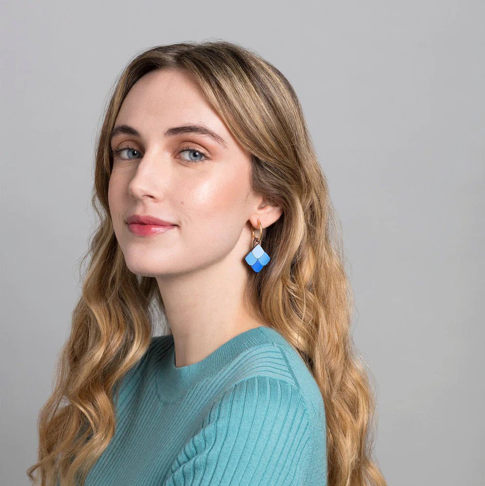 Blue Gaudi Scales Earrings - The Nancy Smillie Shop - Art, Jewellery & Designer Gifts Glasgow