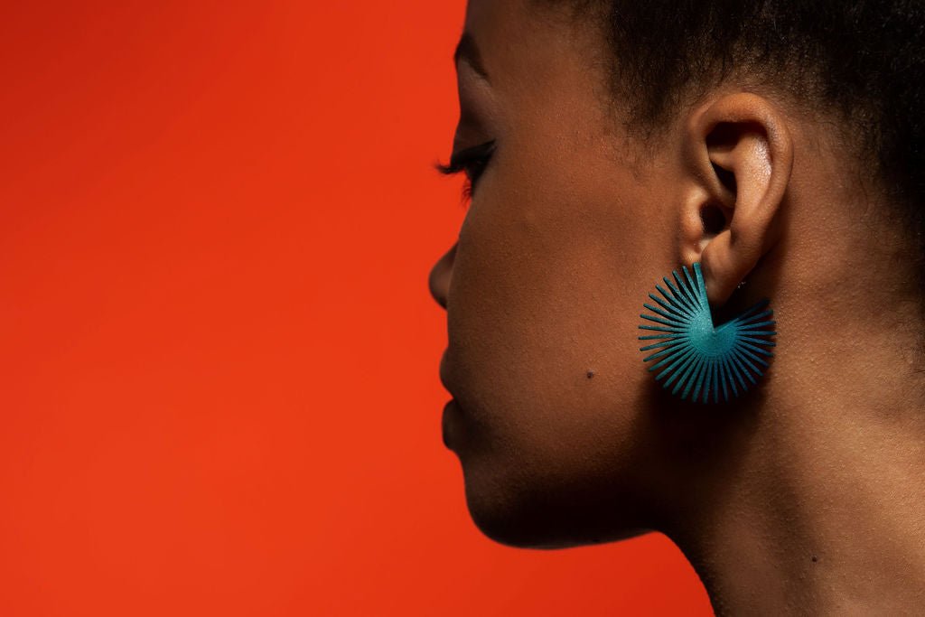 Blue Midi Wheel Earrings - The Nancy Smillie Shop - Art, Jewellery & Designer Gifts Glasgow