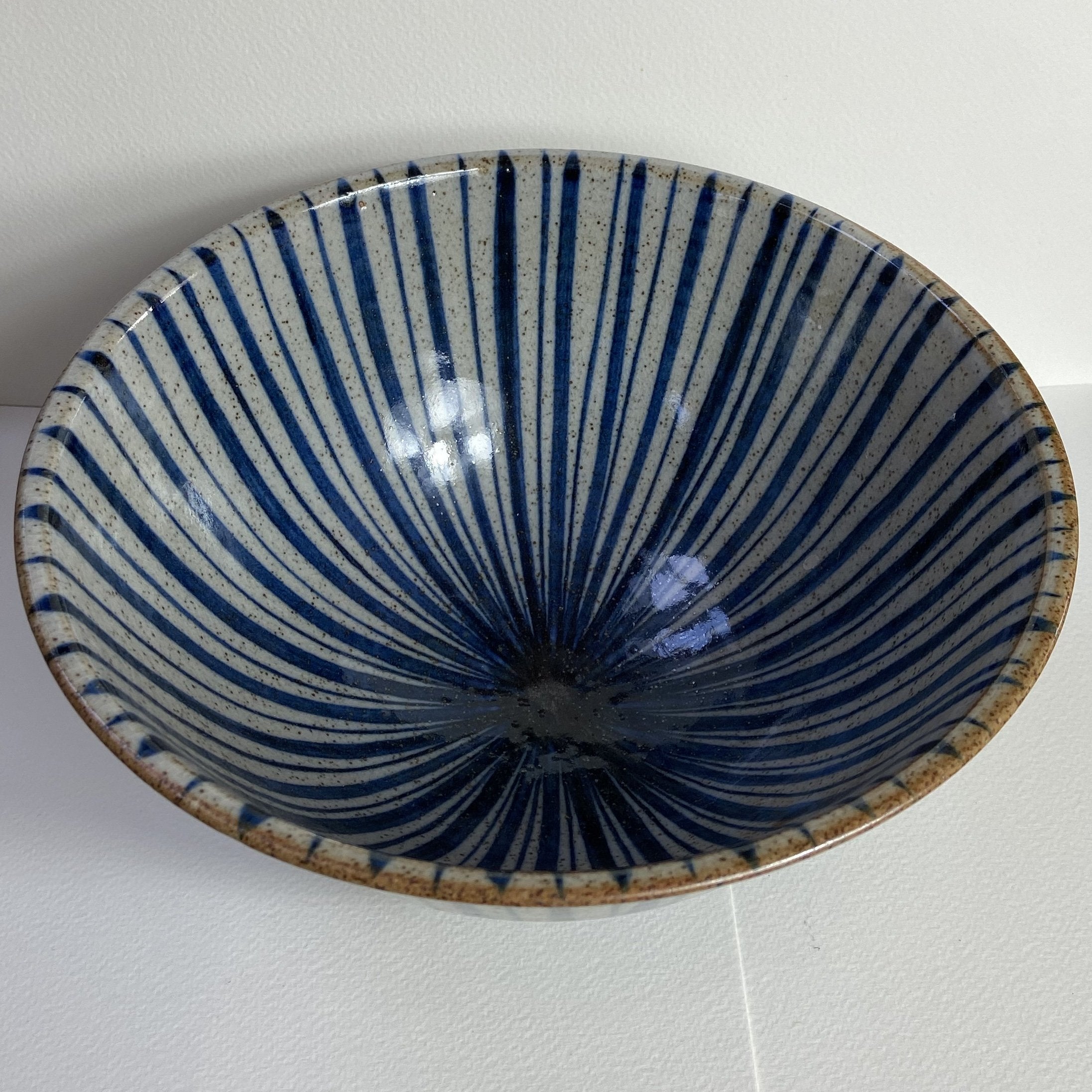 Blue Pinstripe Medium Bowl - The Nancy Smillie Shop - Art, Jewellery & Designer Gifts Glasgow