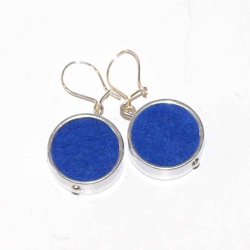 Blue Round Felt Earrings - The Nancy Smillie Shop - Art, Jewellery & Designer Gifts Glasgow