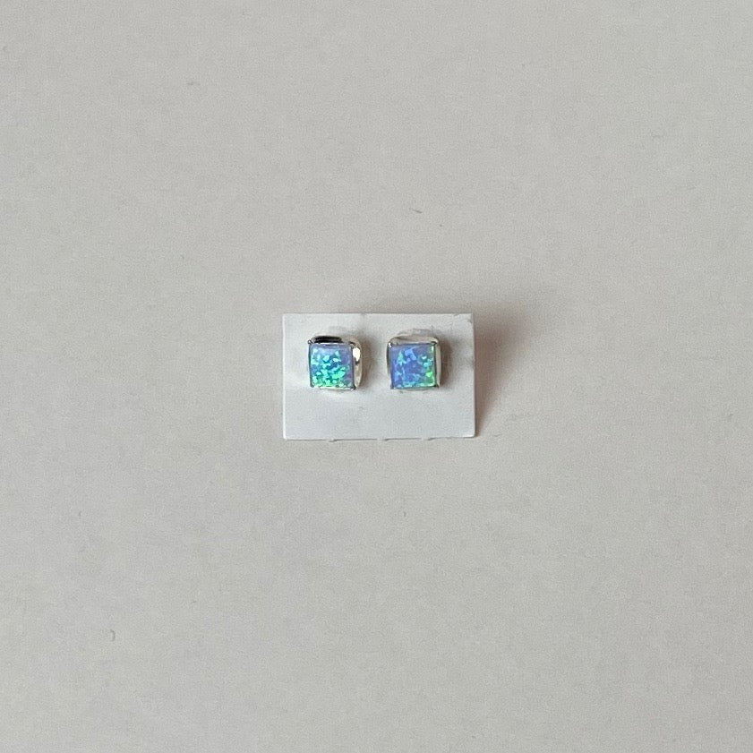 Blue Square Opal Studs - The Nancy Smillie Shop - Art, Jewellery & Designer Gifts Glasgow