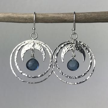 Blue Topaz Crescent Moon Hoops - The Nancy Smillie Shop - Art, Jewellery & Designer Gifts Glasgow