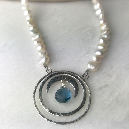 Blue Topaz Crescent Moon Necklace - The Nancy Smillie Shop - Art, Jewellery & Designer Gifts Glasgow