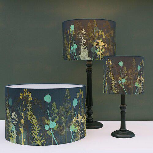 Botanic Hedge 40cm ceiling lampshade with navy botanical floral print