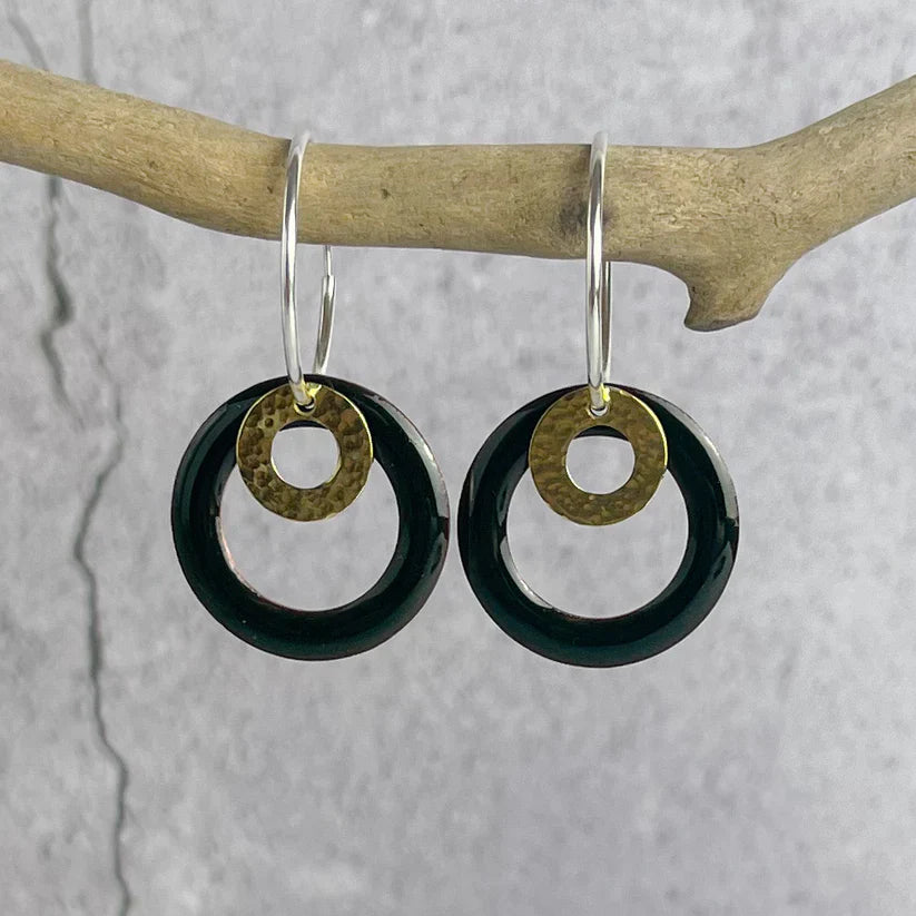 Bottle Green Hoop Enamel Earrings - Jewellery - Scotland