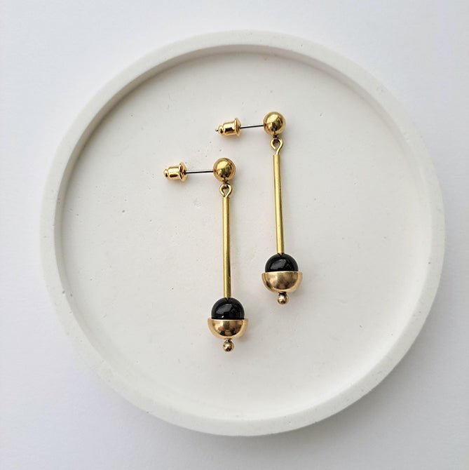 Brass Cup with Slender Brass Tube Earrings - The Nancy Smillie Shop - Art, Jewellery & Designer Gifts Glasgow