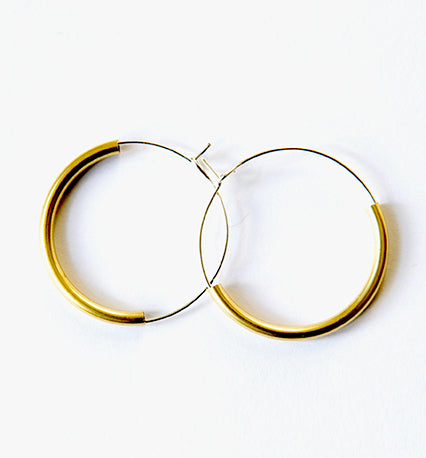 Brass Curve Hoop Earrings - The Nancy Smillie Shop - Art, Jewellery & Designer Gifts Glasgow