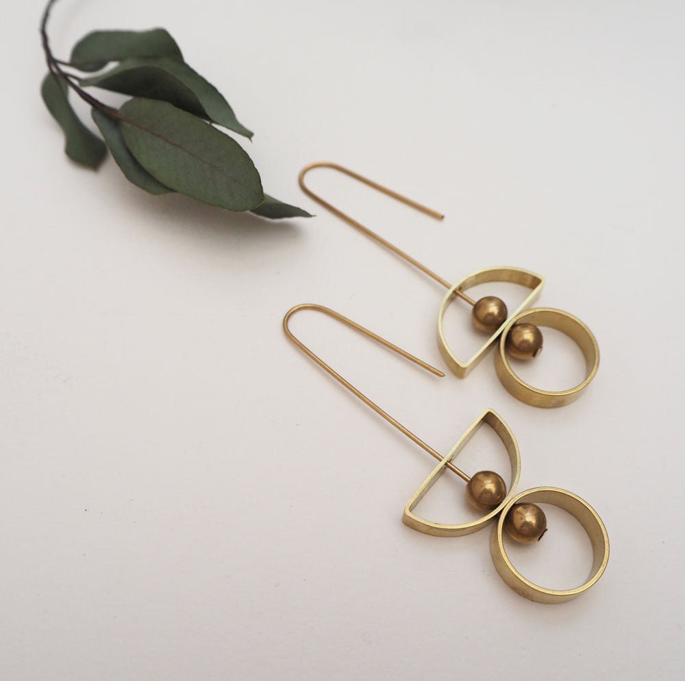 Brass Half Circle Earrings - The Nancy Smillie Shop - Art, Jewellery & Designer Gifts Glasgow