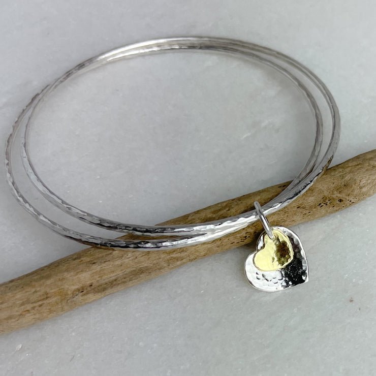 Brass Heart Double Bangle - The Nancy Smillie Shop - Art, Jewellery & Designer Gifts Glasgow