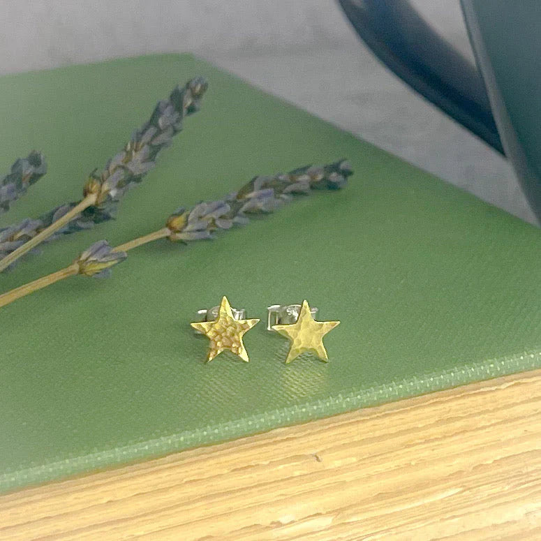 Brass Star Stud Earrings | The Nancy Smillie Shop - Art, Jewellery & Designer Gifts Glasgow Scotland
