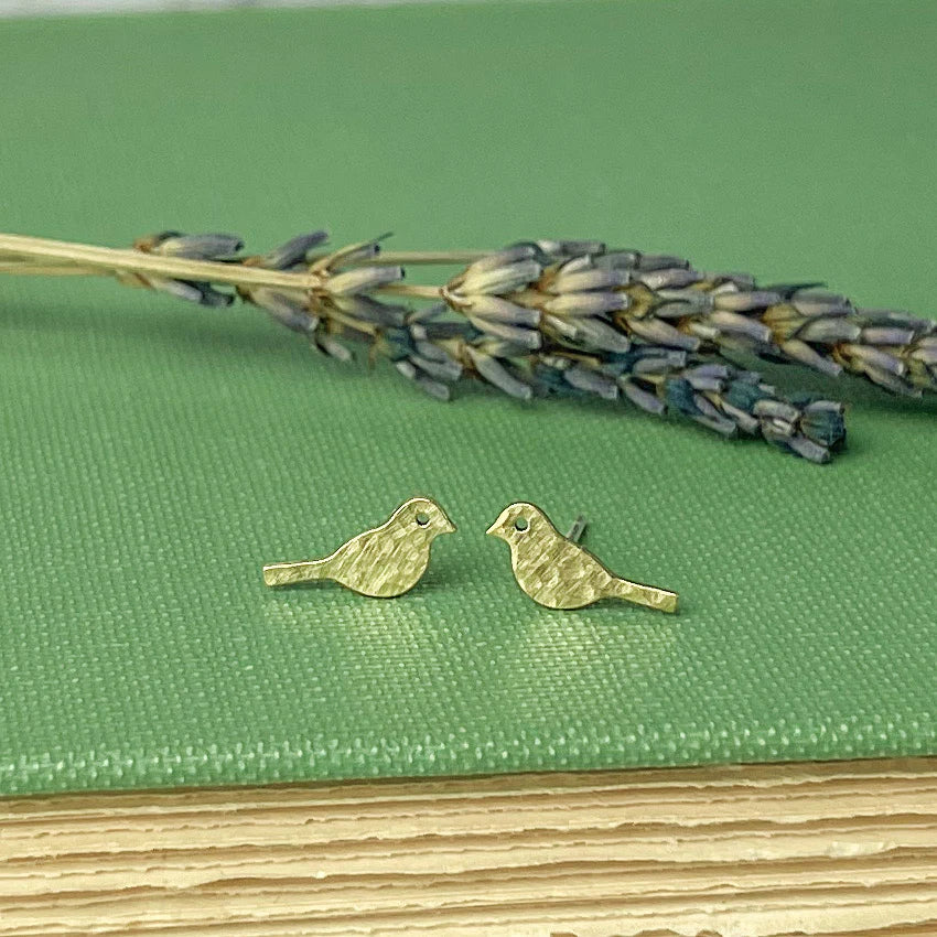 Brass Bird Stud Earrings