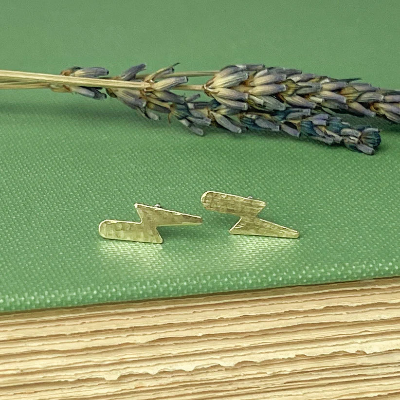 Brass Lightening Stud Earrings