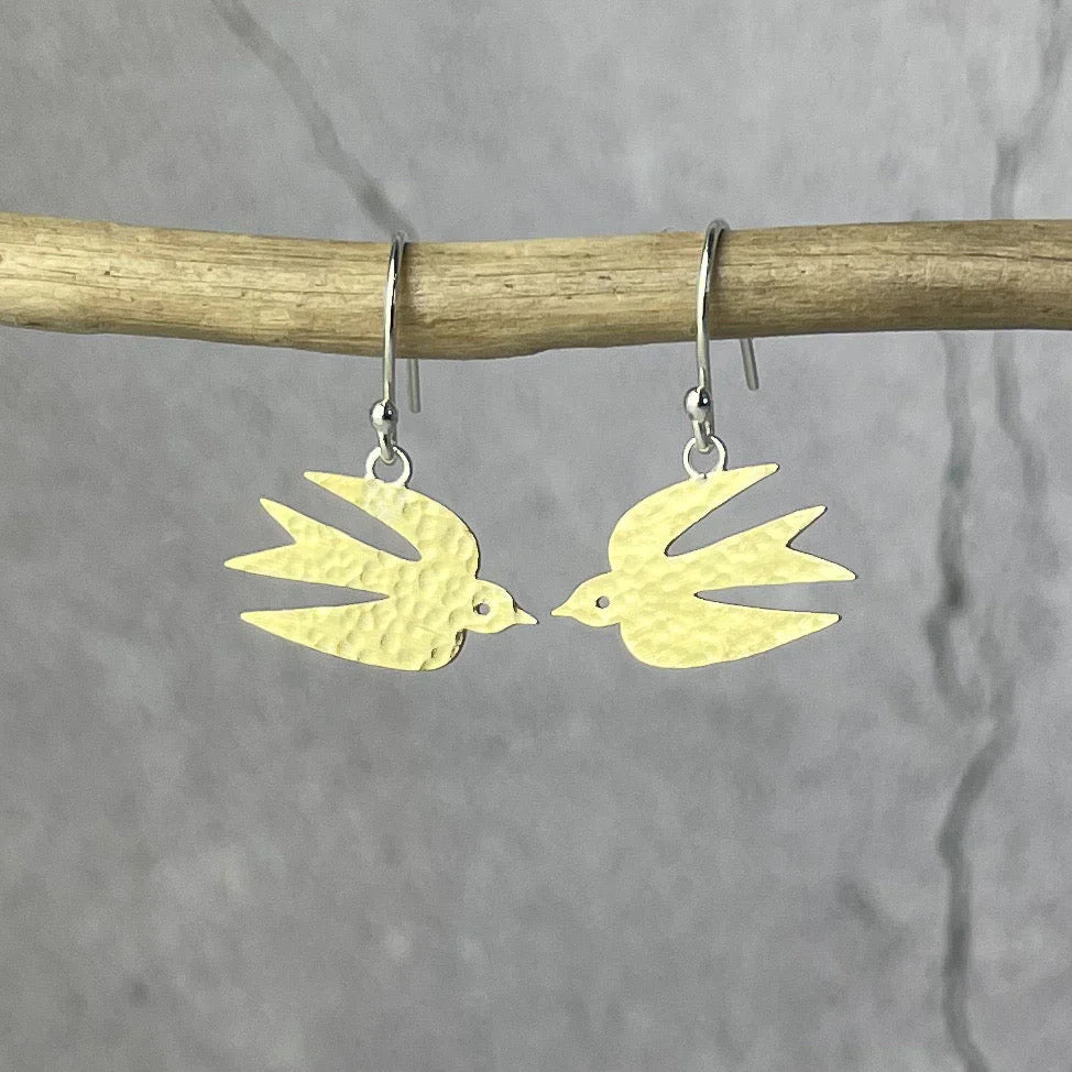 Brass Swallow Earrings