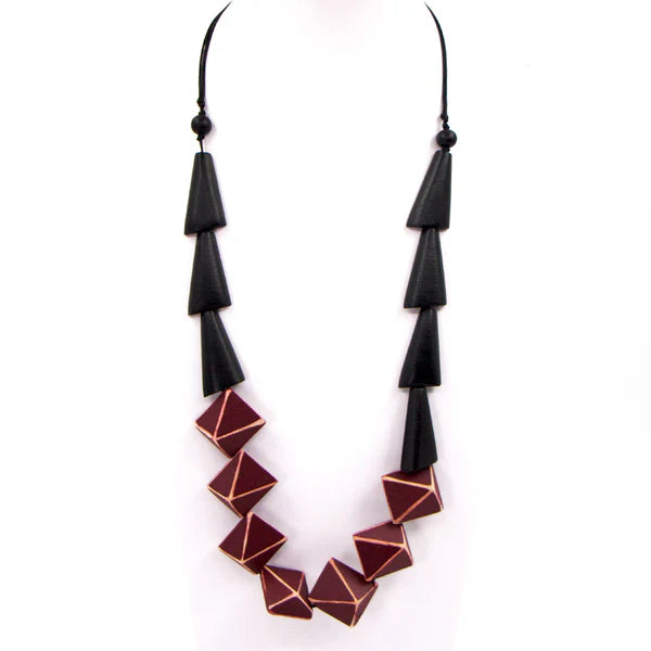 Burgundy Geometric Beads - Jewellery - Scotland