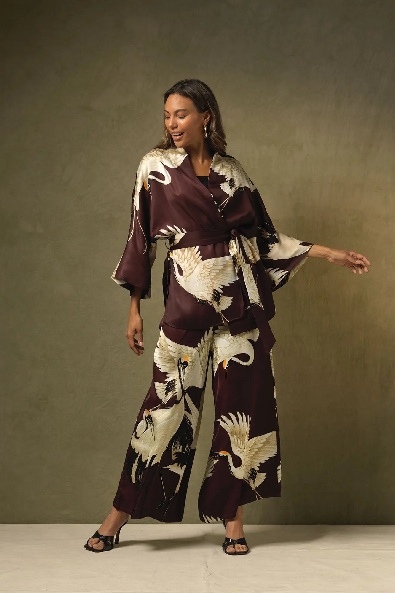 Burgundy Stork Palazzo Pants | The Nancy Smillie Shop - Art, Jewellery & Designer Gifts Glasgow Scotland