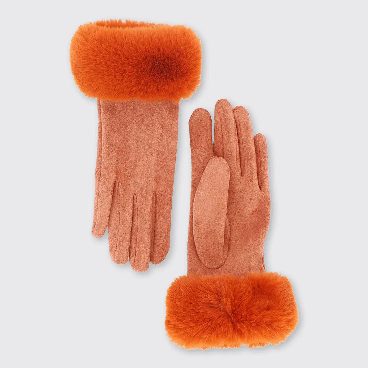 Burnt Orange Carla Gloves with Fur Edge | The Nancy Smillie Shop - Art, Jewellery & Designer Gifts Glasgow Scotland