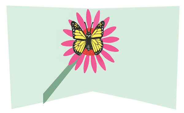 Butterfly on flower pop up card