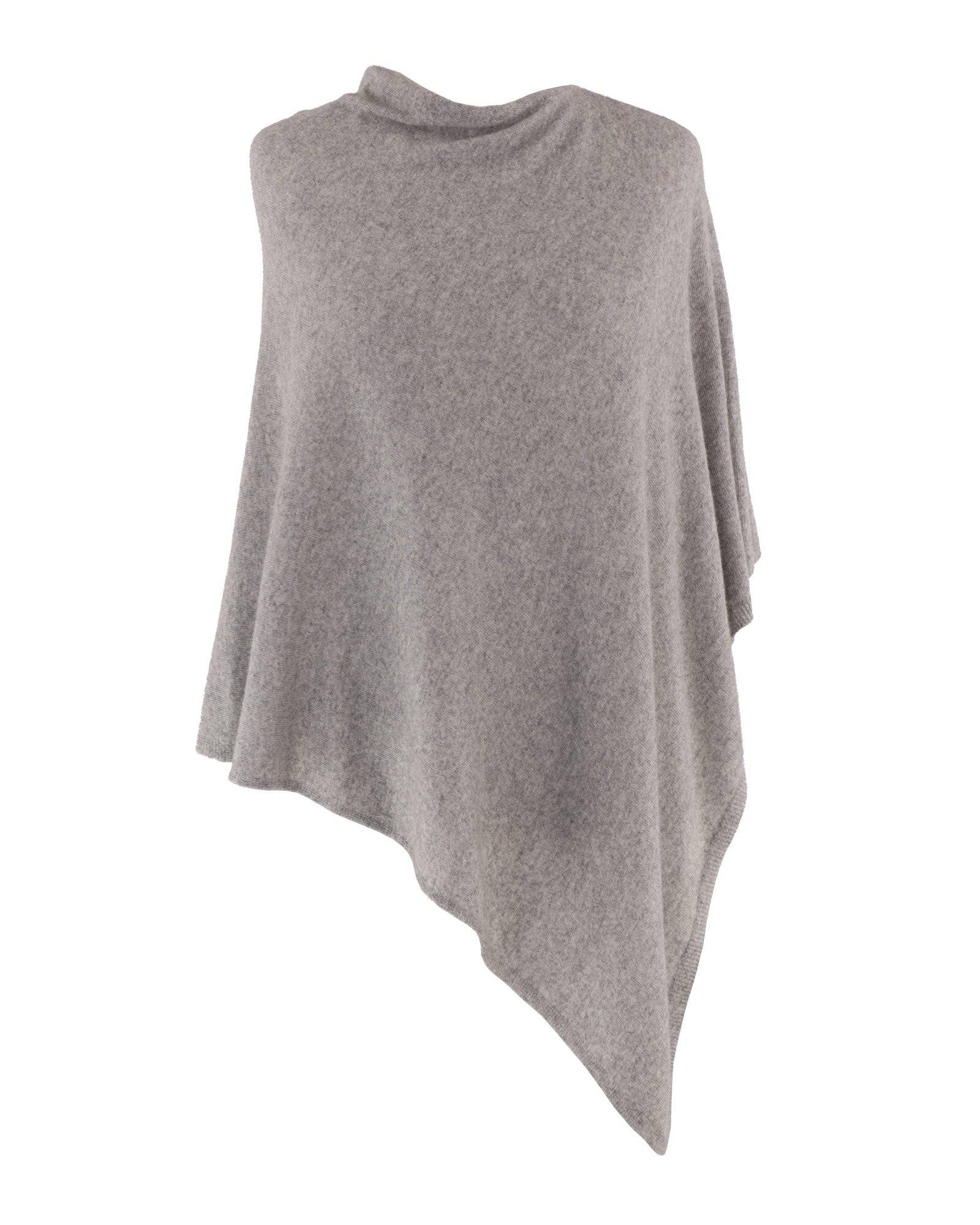 Classic Cashmere Blend Poncho: Silver