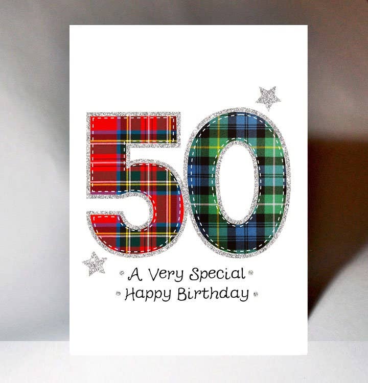 Tartan Number 50 Birthday Card