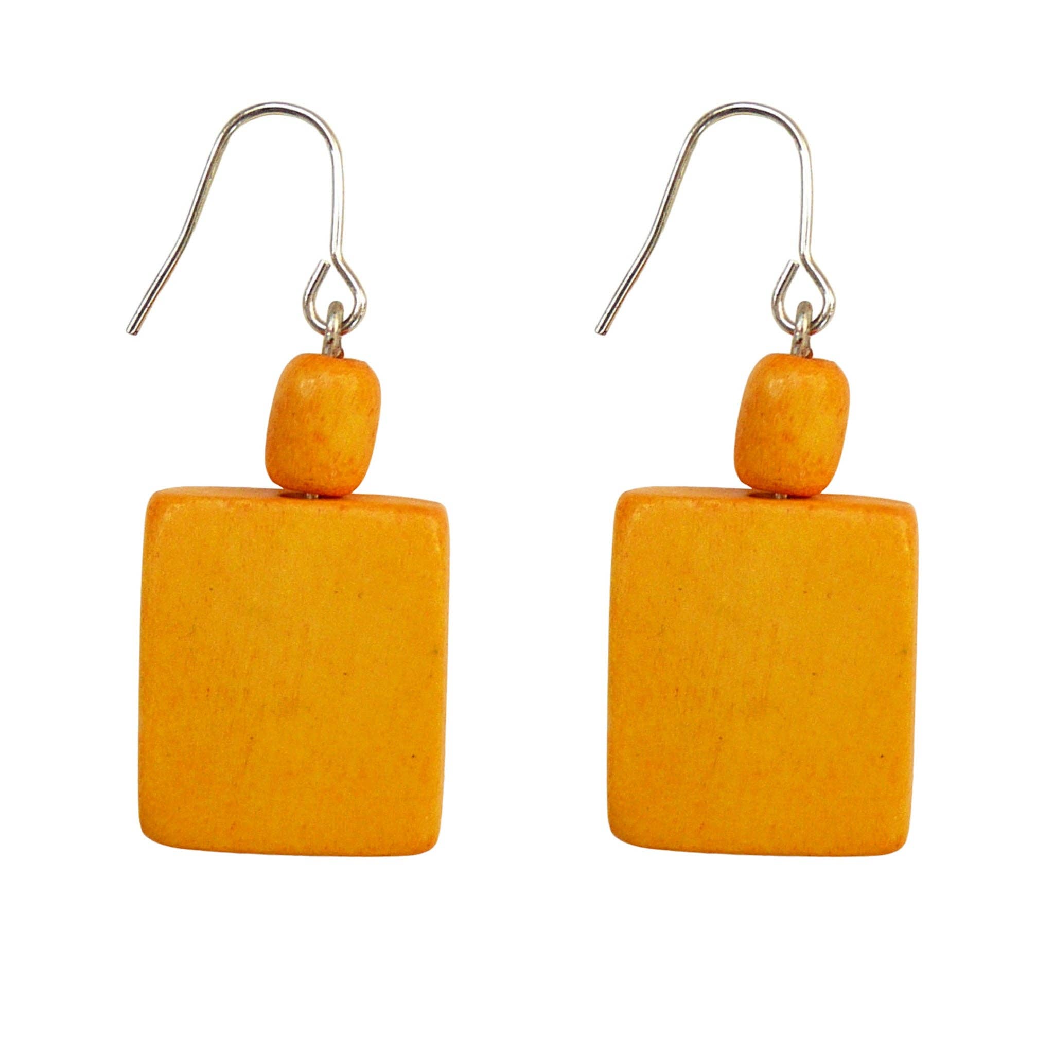 HWSE0 Wood Square Earrings: Lime Green
