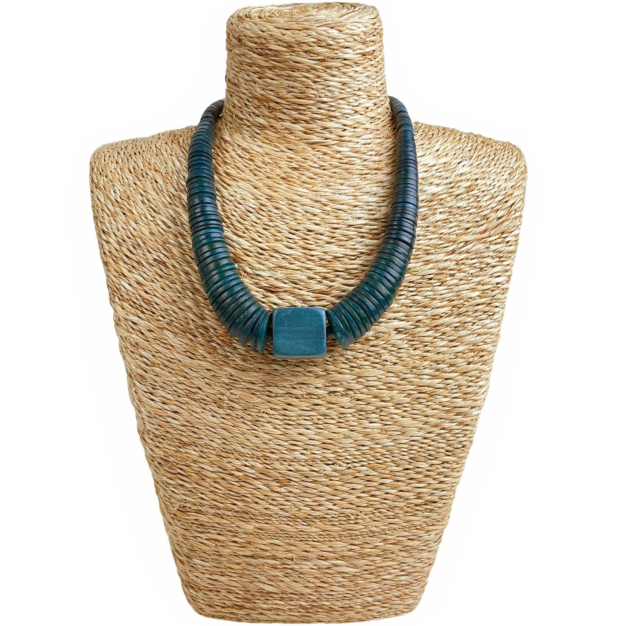 Square Pendant Necklace (x3 colours): Denim Blue