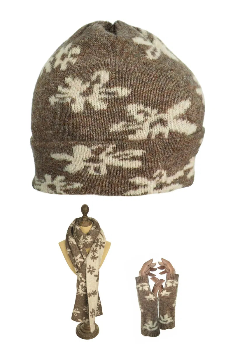Cappuccino Winter White Flower Beanie - Hats - Scotland