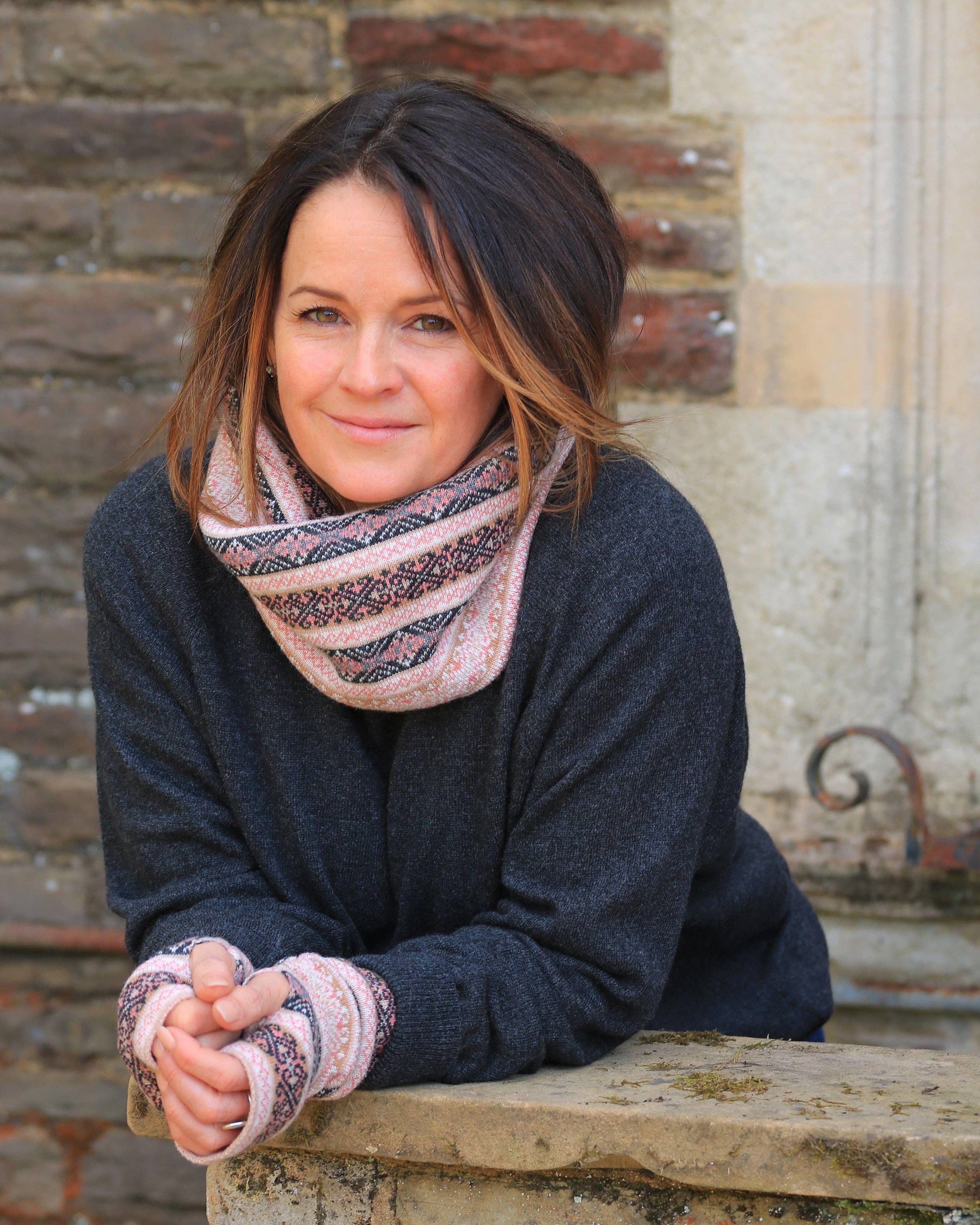 Cashmere Blend Fairisle Snood: Peacock Venetian Red and Mustard - ALL ITEMS - Scotland