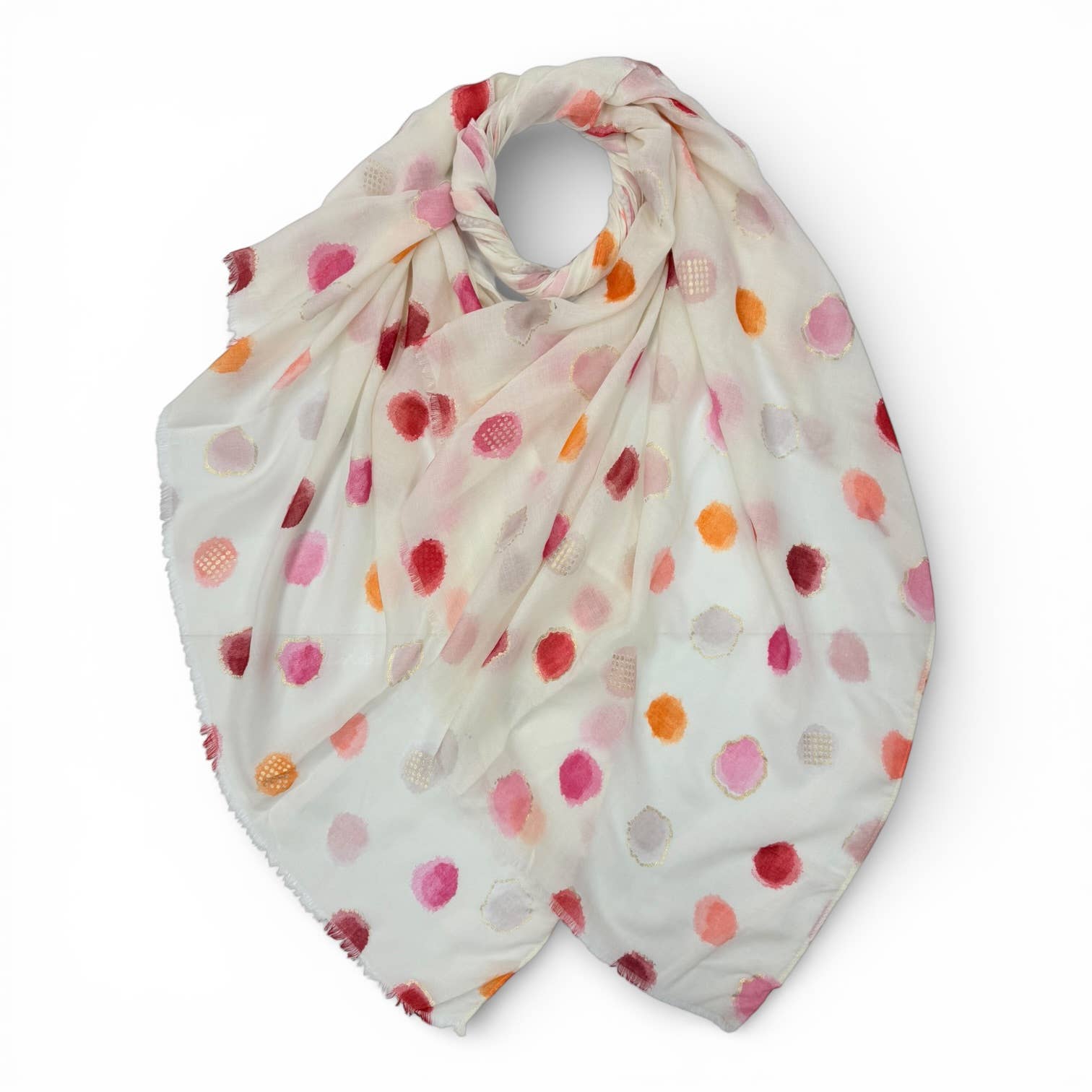 Summer Polka Lightweight Scarf: Beige
