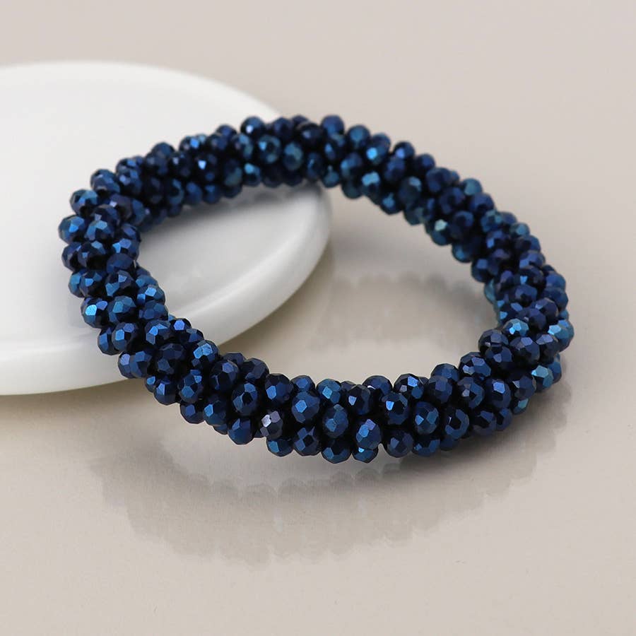 Navy Bead Cluster Bracelet: Blue/Navy
