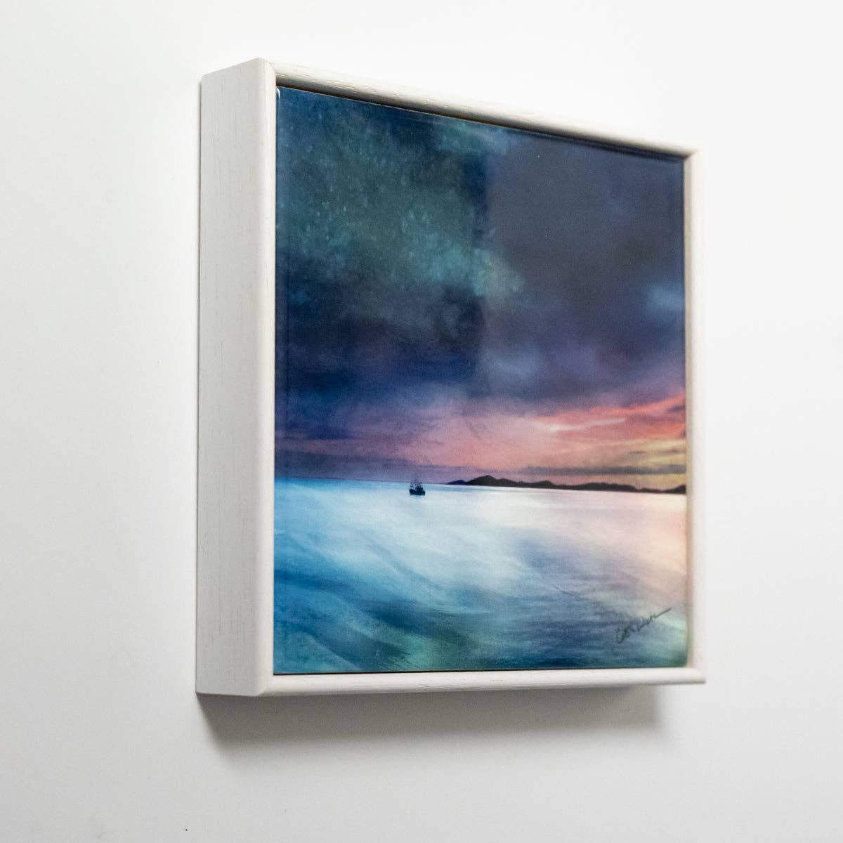Fishing the Little Minch Wood Framed ceramic art print