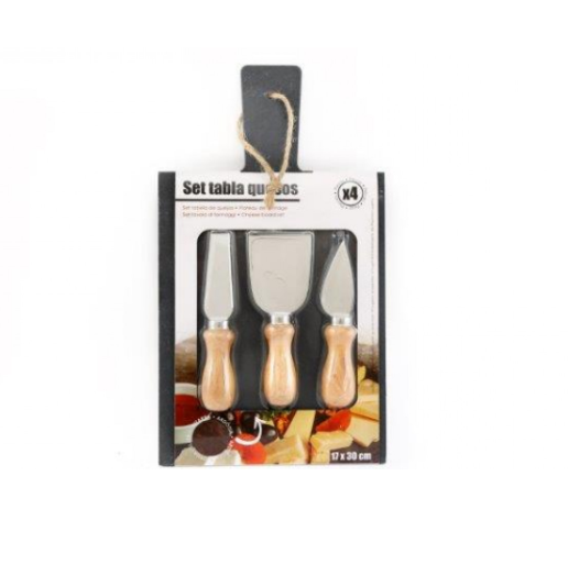 30cm 3pc cheese knife set + tray