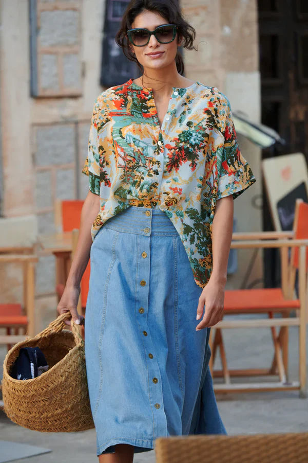 China Tree Aqua Tea Blouse M/L - Clothing - Scotland