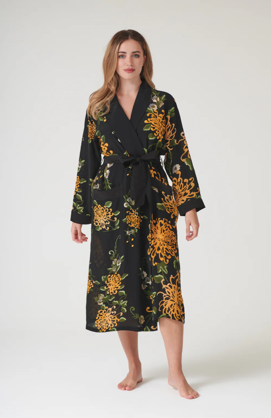 Chrysanthemum Black Crepe Gown - Clothing - Scotland