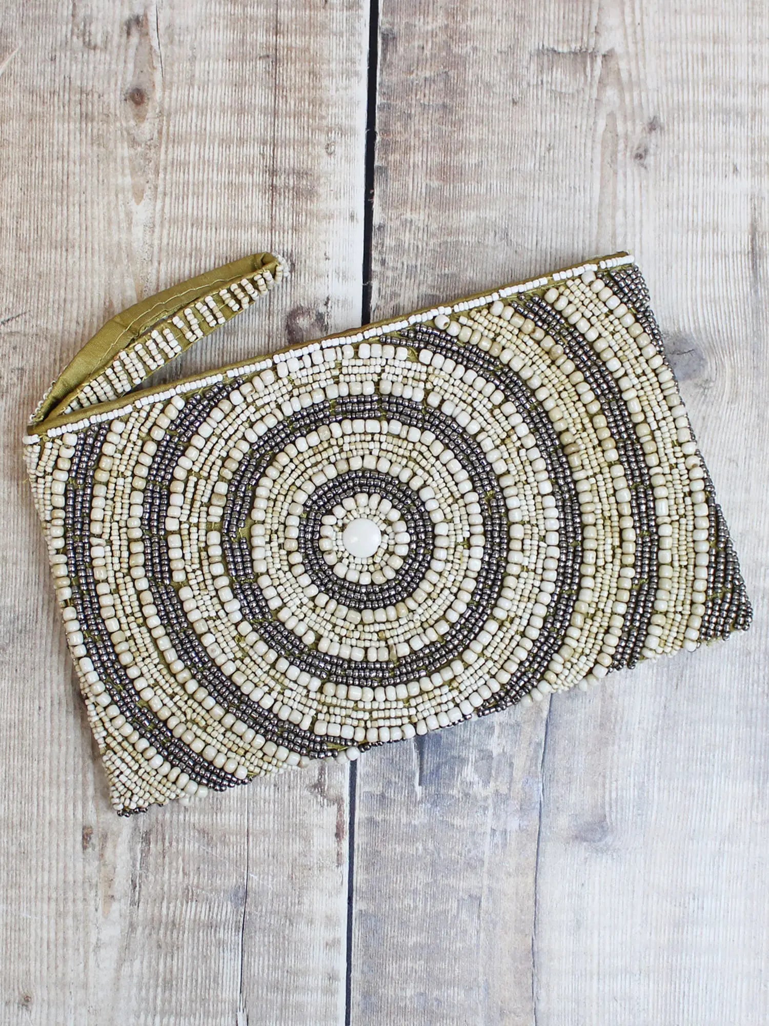Circles Beaded Clutch Bag