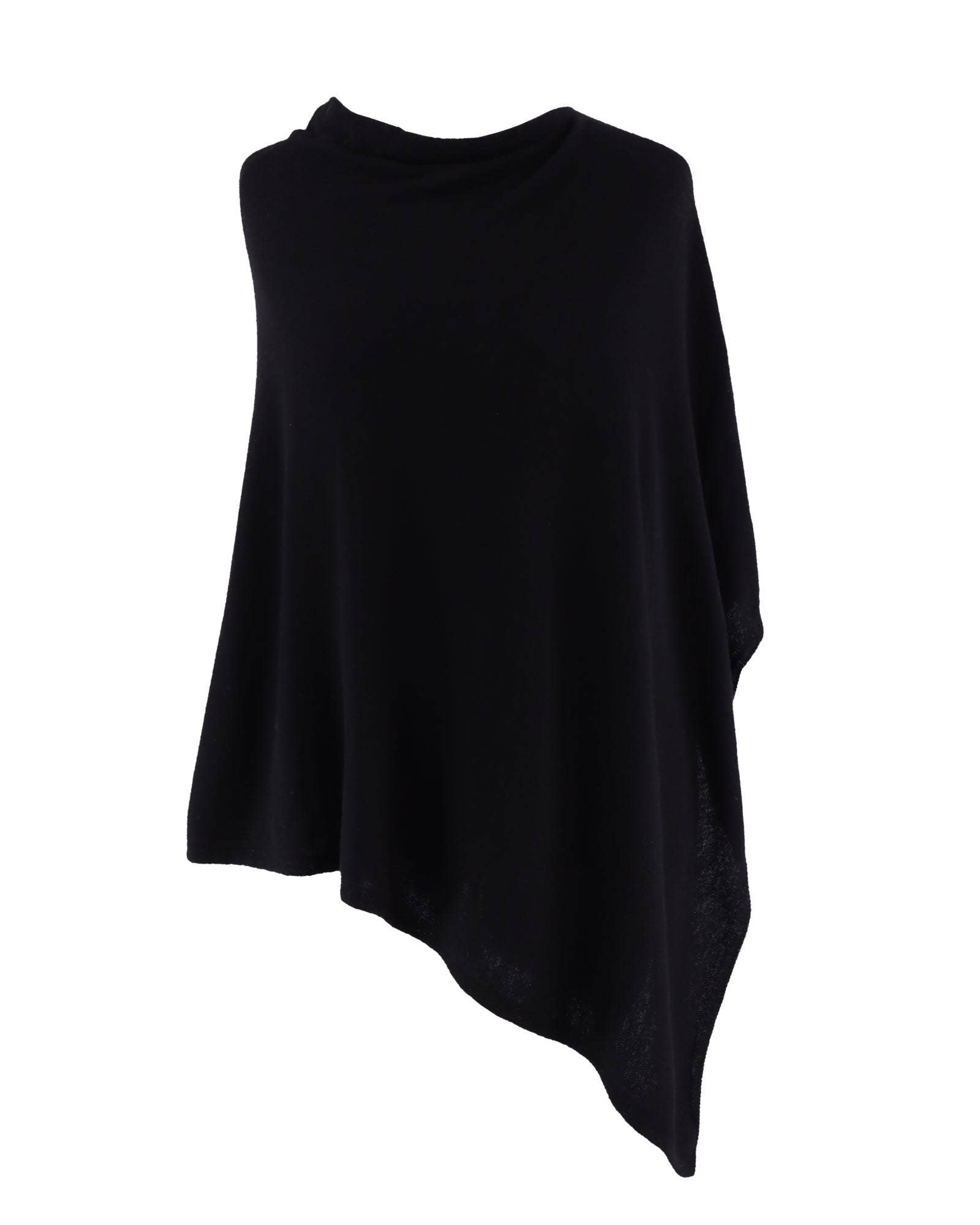 Lilac classic cashmere blend sleeveless knit poncho with asymmetrical hem