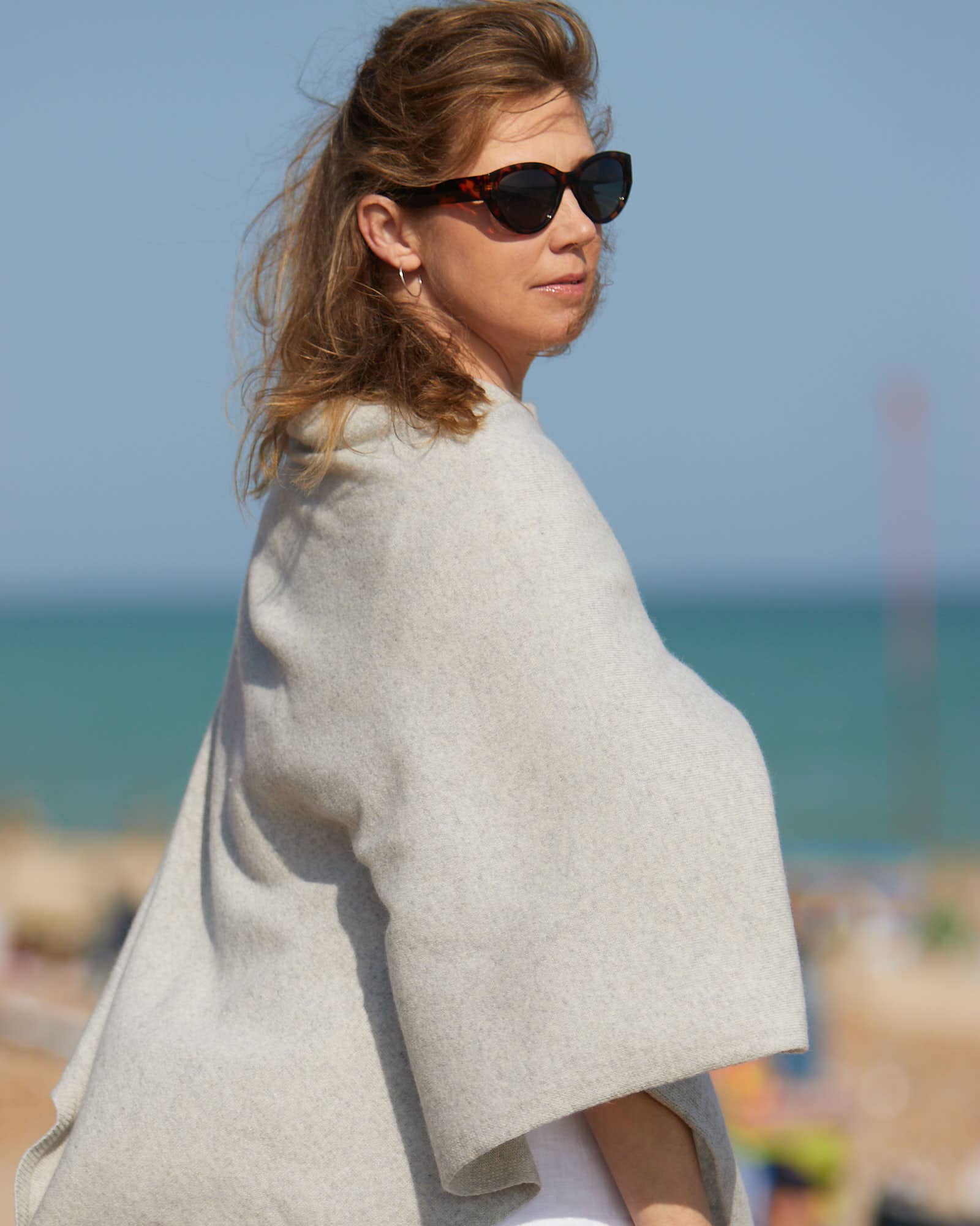 Classic Cashmere Blend Poncho: Silver | The Nancy Smillie Shop - Art, Jewellery & Designer Gifts Glasgow Scotland