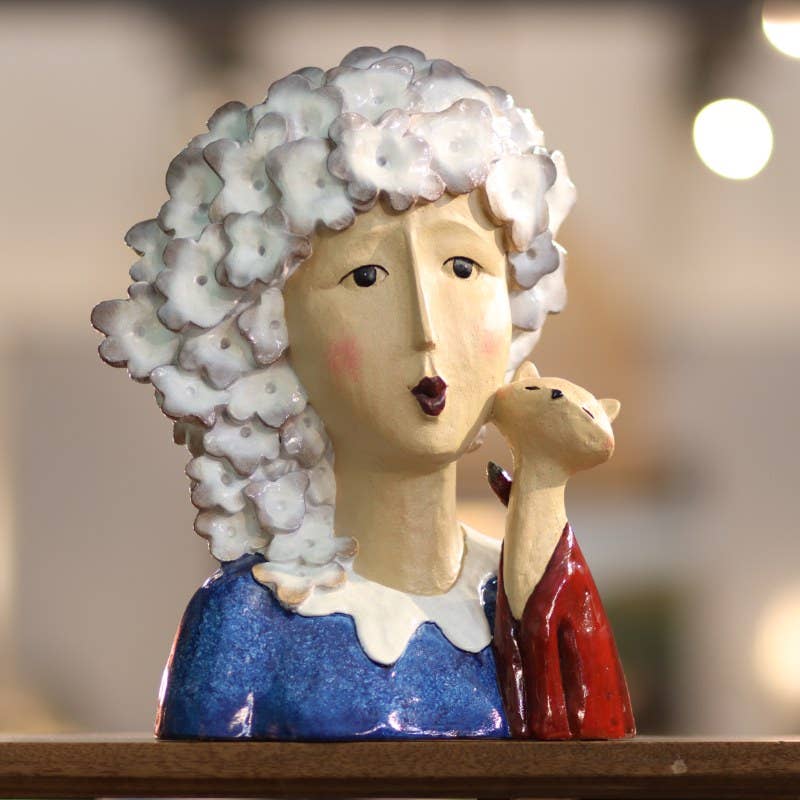 Claudette - White Haired Lady with Cat - Cats & Dogs - Scotland