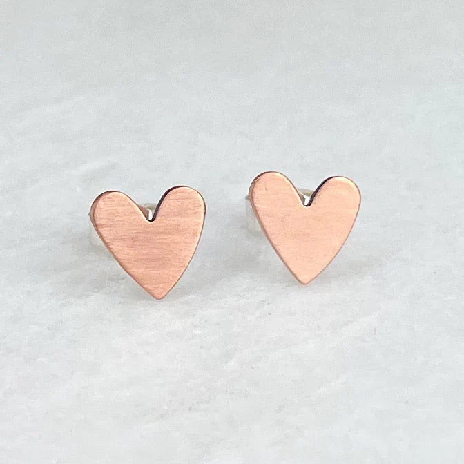 Copper Heart Stud Earrings | The Nancy Smillie Shop - Art, Jewellery & Designer Gifts Glasgow Scotland