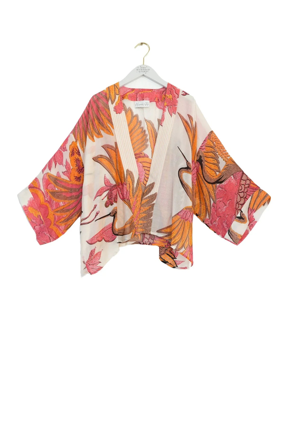 Crane Ecru Kimono: off-white floral top with wide sleeves